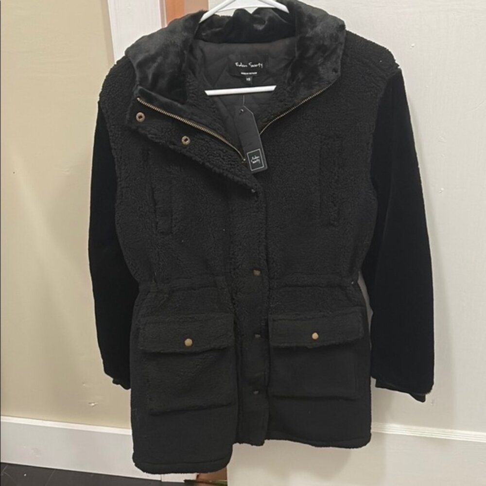 Eden Society Black Faux Fur Hooded Jacket